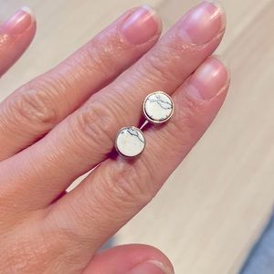 Faux marble minimalist bezel earrings